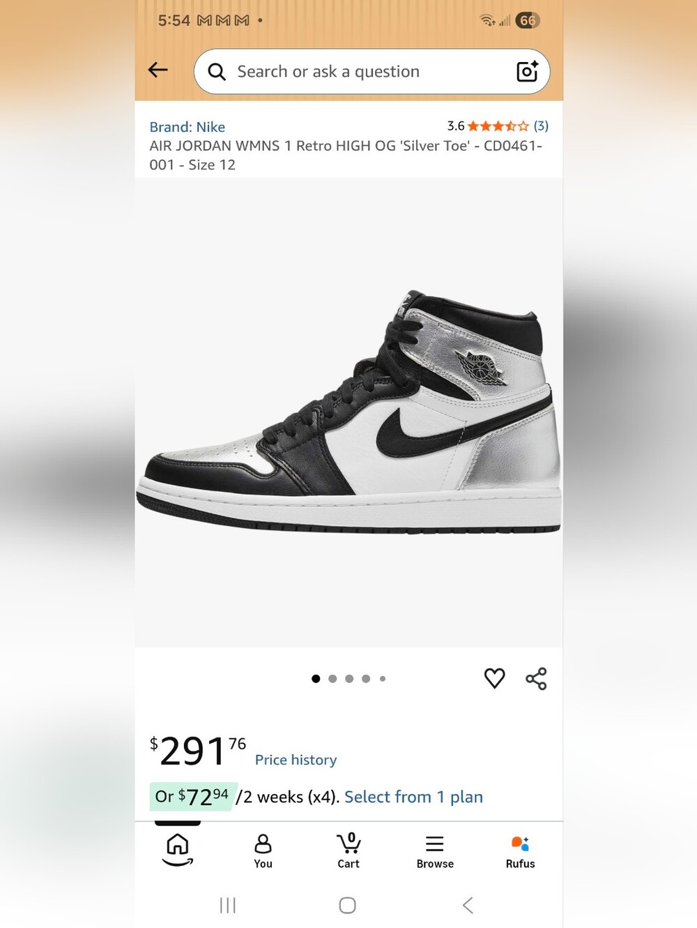 Air Jordan 1 Mid Metallic Silver Black White Sneakers 11.5W